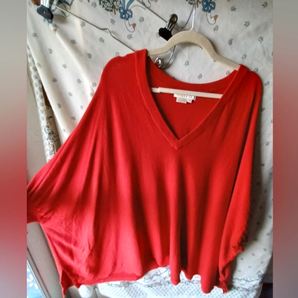 Michael Kors Red V-Neck Top